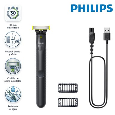 MODELADOR DE BARBA PHILIPS QP1424 ONE BLADE RECORTA, PERFILA Y AFEITA