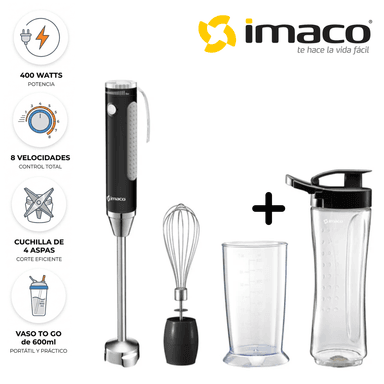 BATIDORA DE INMERSIÓN IMACO HB400 CON ACCESORIOS 400 WATTS - NEGRO - 1