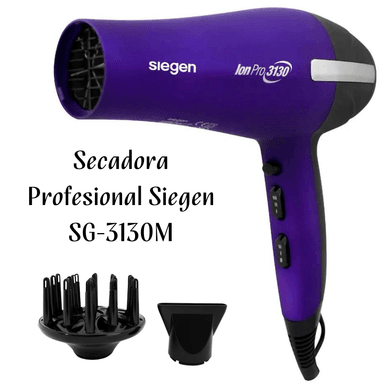 SECADORA CABELLO SIEGEN SG 3130M 2200W PROFESIONAL ION PRO SG 3130/MORADO