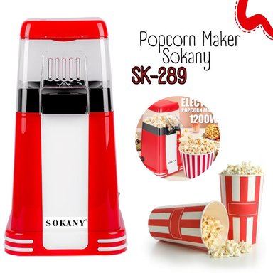MÁQUINA POPCORN SOKANY PO-2018 MAKER ROJO SK289