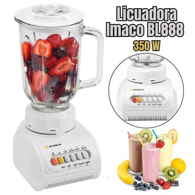 LICUADORA IMACO BL888VR VASO VIDRIO 8 VELOCIDADES BL888 BLANCO