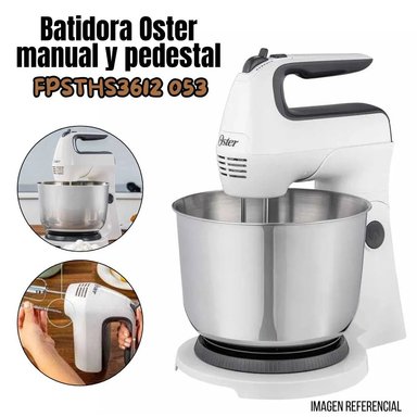 BATIDORA MANUAL Y PEDESTAL OSTER CON TAZON DE ACERO - FPSTHS3612-053