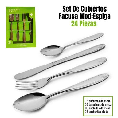 SET FACUSA CUBIERTOS MESA MOD 640 ACERO 24 PIEZAS