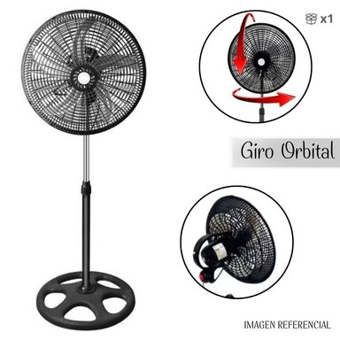VENTILADOR DE PIE 15225 ORBITAL 18" 5 ASPAS MALLA PLASTICA C/BRAZO 3 EN 1 - 2