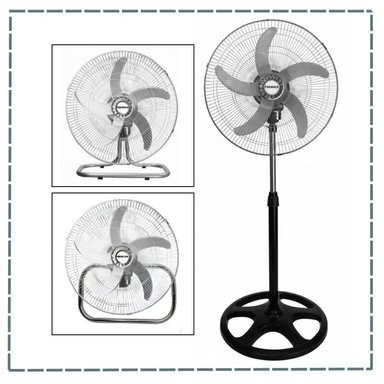 VENTILADOR DE PIE PREMIER AB-18PR-5B 160 WATTS 5 ASPAS PLATEADO - 3