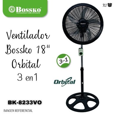 VENTILADOR BOSSKO BK8233VO 250WATTS ORBITAL 18” 3 EN 1 BK-8233VO