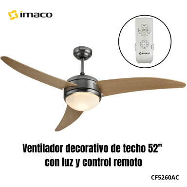 VENTILADOR TECHO IMACO CF5260AC 60W 52 CON LUZ Y CONTROL REMOTO