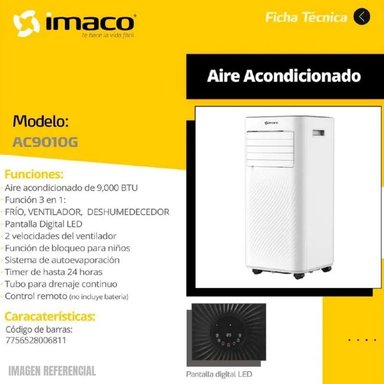AIRE ACONDICIONADO PORTÁTIL IMACO AC9010G - 3