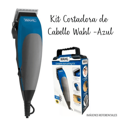 MAQUINA WAHL DE CORTAR CABELLO 20 PIEZAS MALETA AZUL