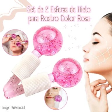 RODILLO MASAJEADOR FACIAL ESFERAS FRIAS ICE GLOBES - ROSADO