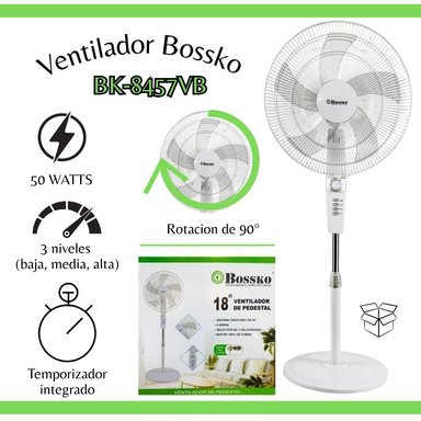 VENTILADOR BOSSKO PEDESTAL 18' CON TEMPORIZADOR - BK-8457VB