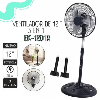 VENTILADOR DE 12” 3 EN 1 - EK-1201R