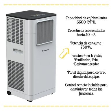 AIRE ACONDICIONADO IMACO PORTATIL DIGITAL 6500 BTU - AC7000 - 2