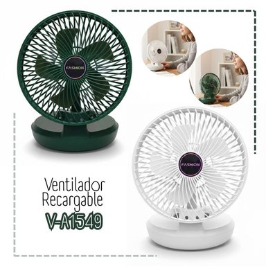 VENTILADOR RECARGABLE PARA ESCRITORIO (VERDE – BLANCO)