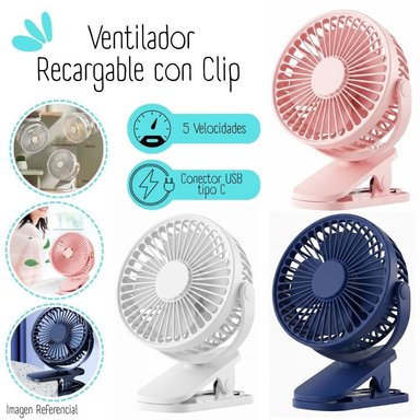 VENTILADOR RECARGABLE CON CLIP  PARA ESCRITORIO