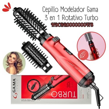 CEPILLO MODELADOR GAMA 3 EN 1 ROTATIVO TURBO – ROJO
