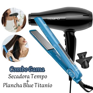 COMBO GAMA PLANCHA TITANIUM DIG+SECADORA TEMPO