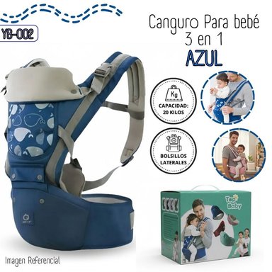 CANGURO ERGONÓMICO 3 EN 1 PARA BEBÉS - AZUL  YB-002