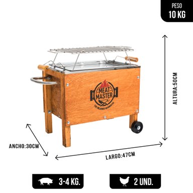 CAJA CHINA MEAT MASTER NEGRO INOXIDABLE CHICA + PARRILLA VARILLAS INOX - 2