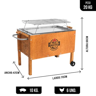 CAJA CHINA MEAT MASTER NEGRO INOXIDABLE MEDIANA + PARRILLA VARILLAS INOX - 2