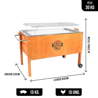 CAJA CHINA MEAT MASTER NEGRO INOXIDABLE GRANDE + PARRILLA VARILLAS INOX - 2