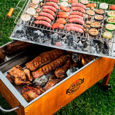 CAJA CHINA MEAT MASTER NEGRO INOXIDABLE GRANDE + PARRILLA VARILLAS INOX - 5
