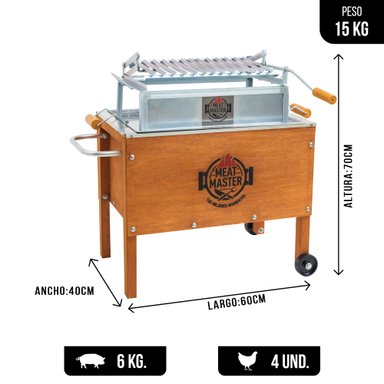 CAJA CHINA MEAT MASTER MADERA JUNIOR + PARRILLA ANGULOS LEVADIZA GALV - 2