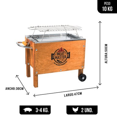 CAJA CHINA MEAT MASTER MADERA CHICA + PARRILLA GALVANIZADO - 2
