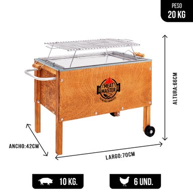 CAJA CHINA MEAT MASTER MADERA MEDIANA + PARRILLA GALVANIZADO - 2