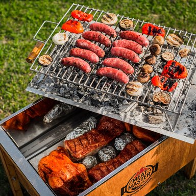 CAJA CHINA MEAT MASTER MADERA MEDIANA + PARRILLA GALVANIZADO - 6