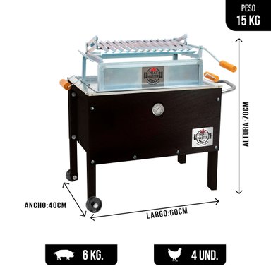 CAJA CHINA MEAT MASTER NEGRO JR BLACK + PARRILLA LEV GALV + TERMOMETRO + FUNDA - 2