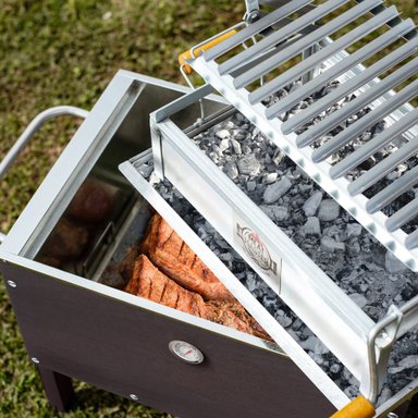 CAJA CHINA MEAT MASTER NEGRO JR BLACK + PARRILLA LEV GALV + TERMOMETRO + FUNDA - 6