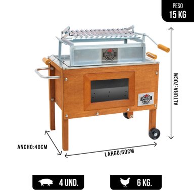 CAJA CHINA MEAT MASTER JR VENTANA + PARRILLA ANGULOS LEVADIZA + TERMOMETRO - 2