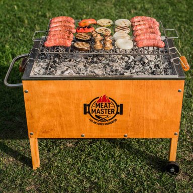 CAJA CHINA MEAT MASTER MADERA PREMIUM MEDIANA + PARRILLA VARILLAS INOX + PALA CARBONERA - 6