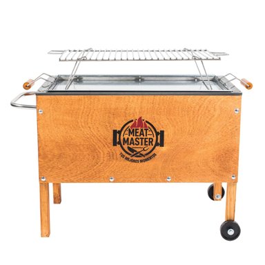 CAJA CHINA MEAT MASTER MADERA MEDIANA + PARRILLA VARILLAS + FUNDA + PALA CARBONERA - 4