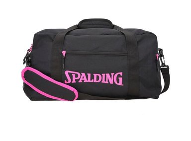 BOLSO SPALDING NEGRO DEPORTIVO MEDIANO LOGO FUCSIA