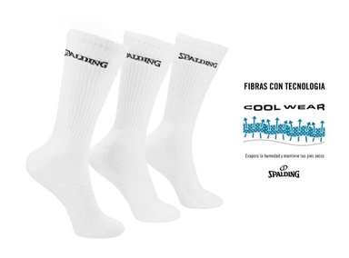 TRIPACK CALCETINES SPALDING BLANCO LARGOS 40-45