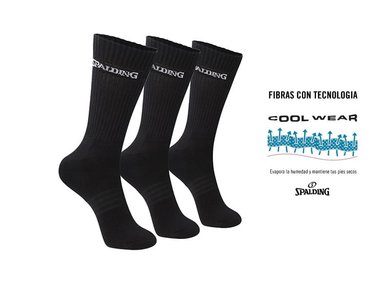 TRIPACK CALCETINES SPALDING NEGRO LARGOS 40-45