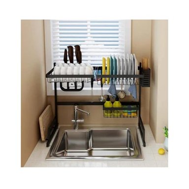 ESCURRIDOR DE PLATOS ESTANTE DE FREGADERO INOXIDABLE 63CM - NEGRO