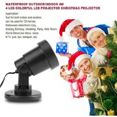 PROYECTOR NAVIDEÑO 4 LED EXTERIOR INTERIOR-NEGRO