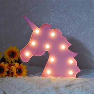 LAMPARA UNICORNIO ROSA ROSADO LED CABEZA DECORACION 10 LUCES