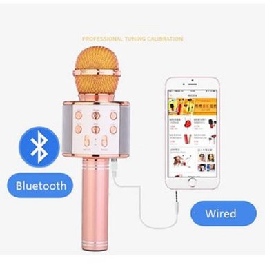 MICRÓFONO GRABADORA INALAMBRICO BLUETOOTH PARA CELULAR ROSE GOLD