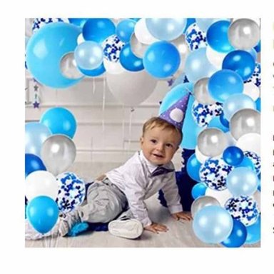 SET GLOBOS ARCO AZUL GUIRNALDAS