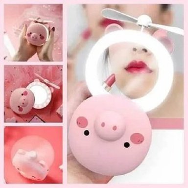 MINI ESPEJO 3 EN 1 ARO LED CON ESPEJO Y VENTILADOR MODELO OSITO