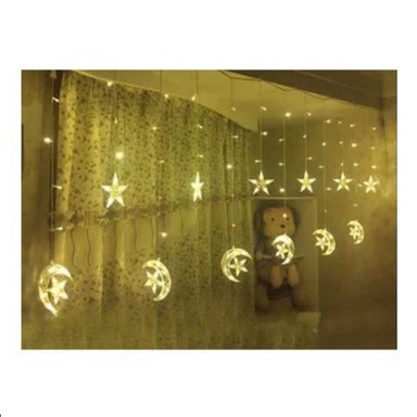 LUCES NAVIDAD CORTINA LUNA-AMARILLO