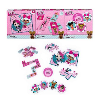 LOL SURPRISE SET 3 JUEGOS DE MESA CARTAS, PUZZLE Y DOMINÓ - MULTICOLOR - 3