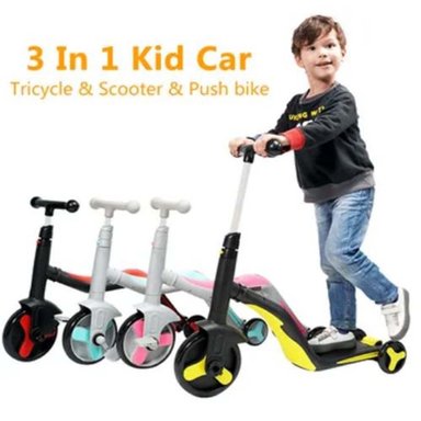 SCOOTER 3 EN 1 CHAVITO TRICICLO SCOOTER ANDADOR - AL AZAR ENTRE NEGRO CON ROJO / NEGRO CON AMARILLO