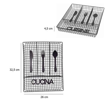 ORGANIZADOR CUBIERTOS METAL NEGRO CUBIERTERO