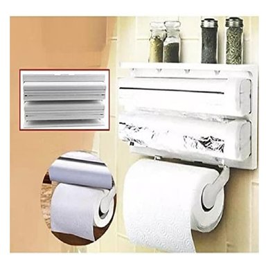 PORTARROLLOS PAPEL TOALLA ESTANTERÍA 3 ROLLOS LAMINA Y ALUMINIO