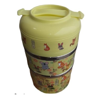 LONCHERA AMARILLO LOCNHERA PORTÁTIL INFANTIL FIAMBRERA 3 CAPAS TÉRMICO AISLADO - 2